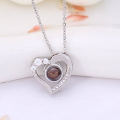 Custom heart necklace with picture - A 925 Sterling silver chic style heart pendant. A gift for ladies.