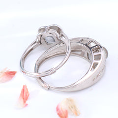 Personalized Photo Projection Couple Rings - 925 silver Heart with Picture and Letter Inside,Anniversary Gift for Couple