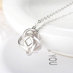 925 Sterling Silver Personalised Necklace with Photo Inside - Elegant Classic Style Infinity Clover Lucky Pendant