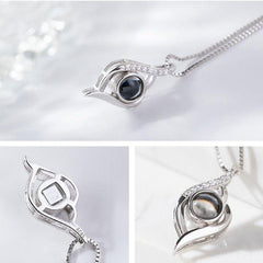 925 Silver Personalized Custom Projection Necklace - Elegant Classic Style Angel's Eye Pendant,A Gift for Ladies