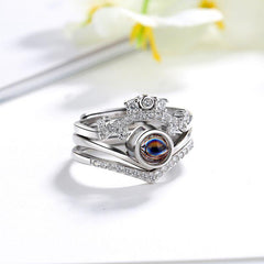 Custom Photo Projection Stacking Rings - 925 silver Crown with Picture and Letter Inside,Anniversary Gift for Women