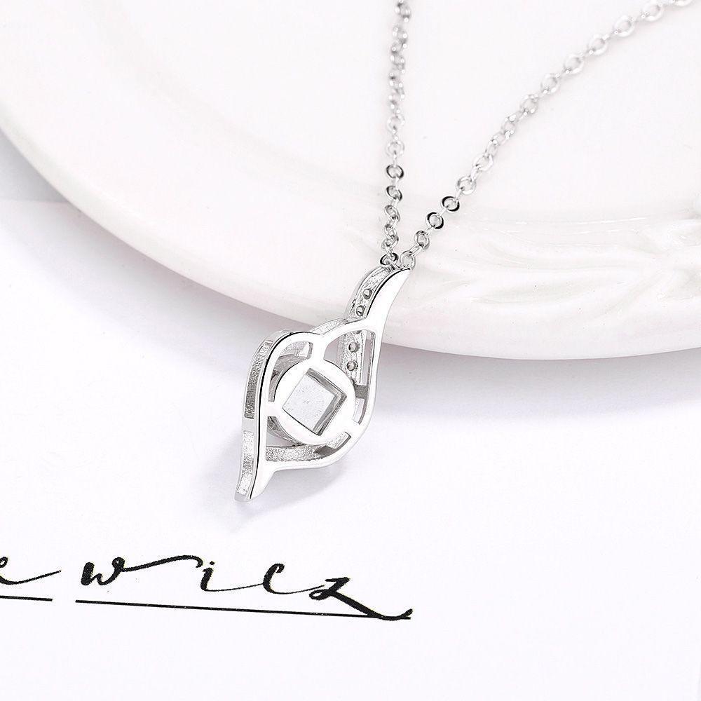 925 Silver Personalized Custom Projection Necklace - Elegant Classic Style Angel's Eye Pendant,A Gift for Ladies