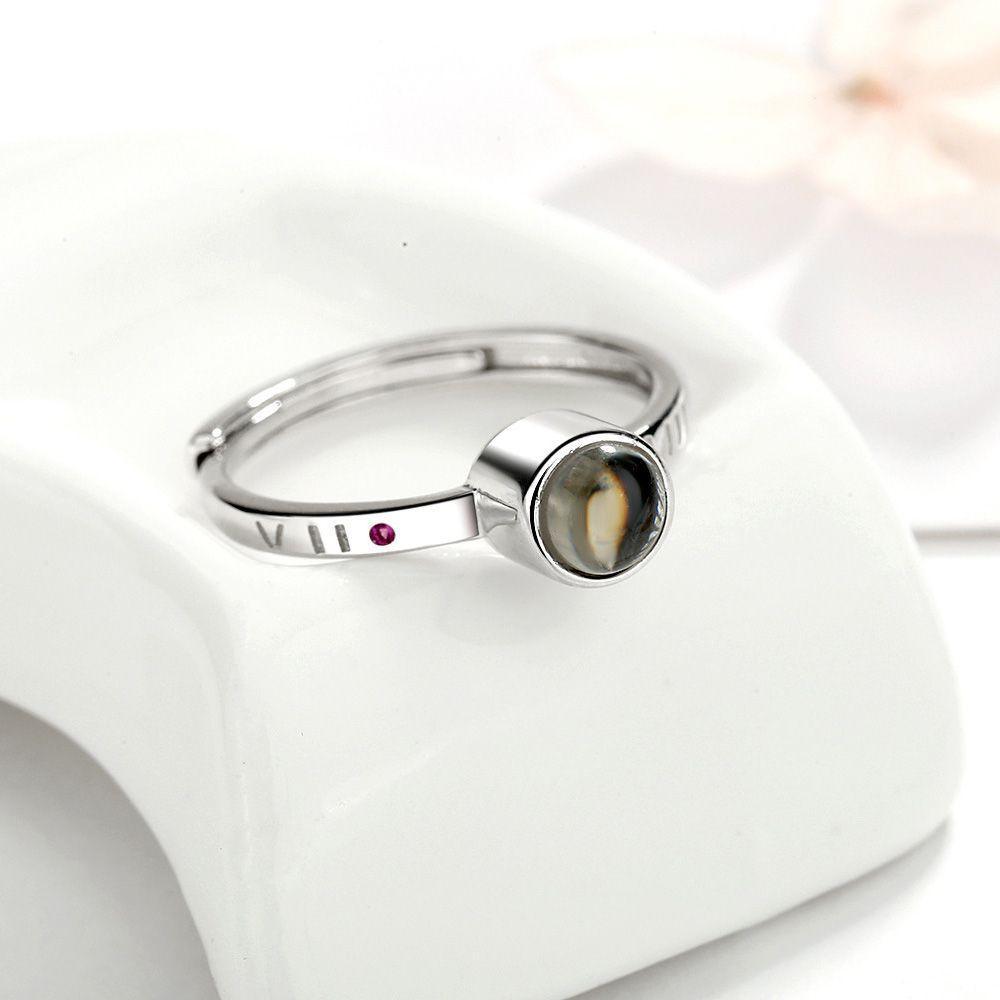 Custom Photo Projection Rings - 925 silver Round with Picture and Letter Inside,Anniversary Gift for Her