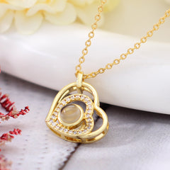 Personalized custom necklace with a picture - a pendant in the shape of a heart within a heart for a gift to ladies