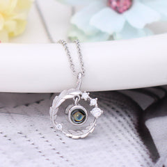 Elegant Silver Feather Circle Pendant - Custom Picture Necklace for Timeless Charm,gift for ladies