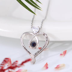 925 silver custom photo necklace with picture inside - A chic style Mobius heart necklace with photo, a gift for ladies.