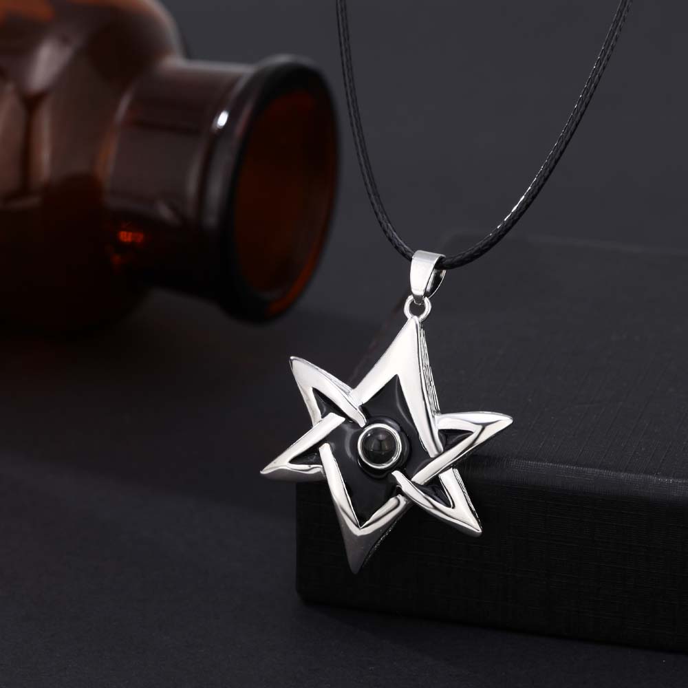 Personalised Projection Necklace with Photo and Text Inside - Star of David Six-pointed Star Pendant,Custom gift for Men