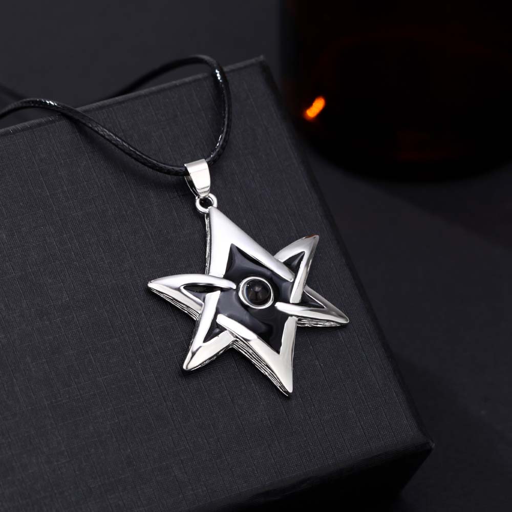 Personalised Projection Necklace with Photo and Text Inside - Star of David Six-pointed Star Pendant,Custom gift for Men