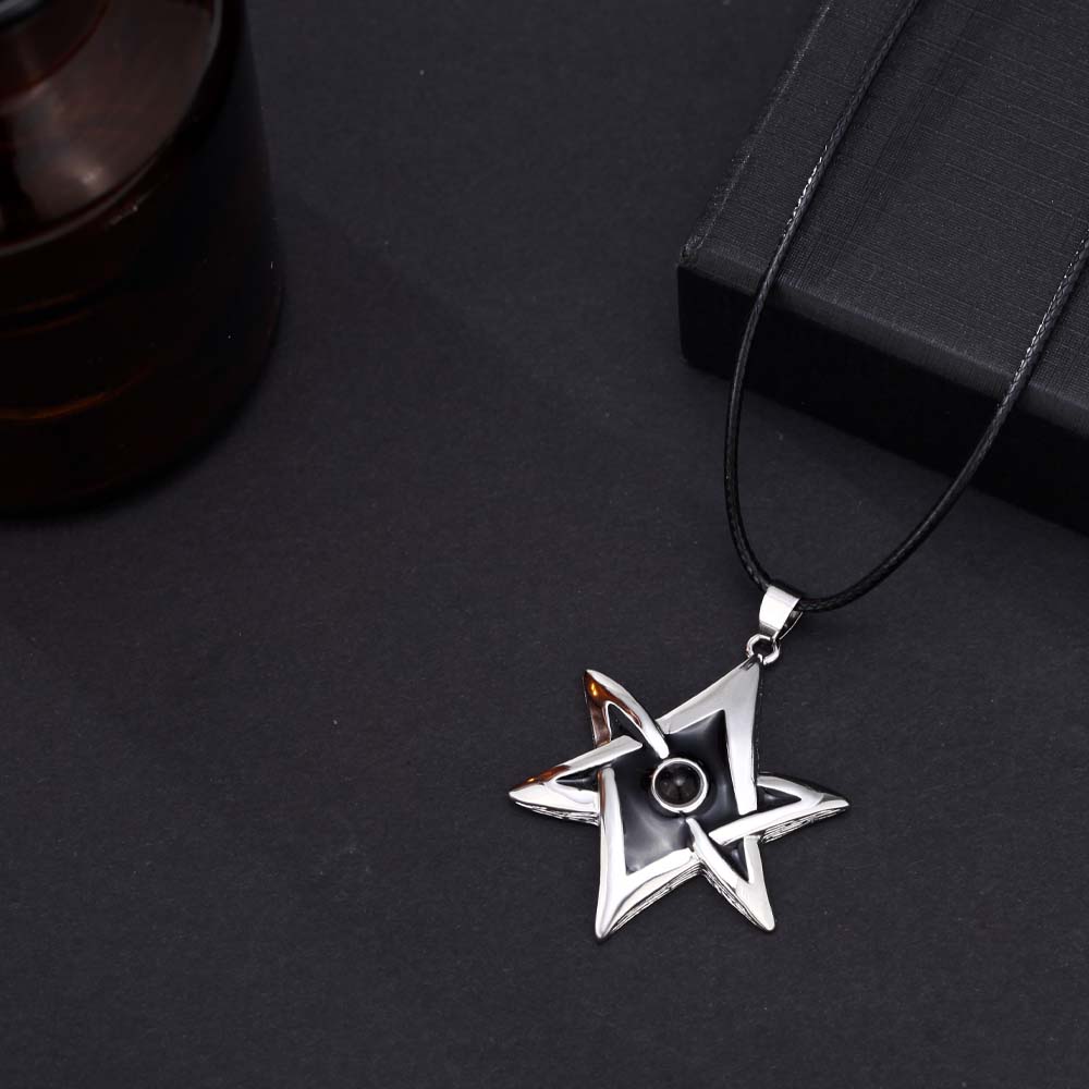 Personalised Projection Necklace with Photo and Text Inside - Star of David Six-pointed Star Pendant,Custom gift for Men