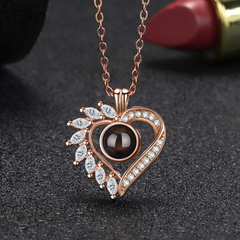 925 Silver Personalized Picture Necklace - Elegant Radiant Heart Pendant with Photo and Zircon