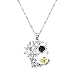 Sterling silver Personalized Necklace with photo inside - Pendant of Tree of Life with Birthstones