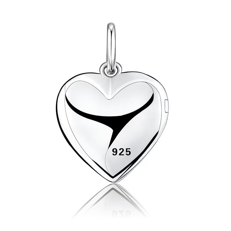 925 Silver Personalized Locket Necklace with Photo - Openable Heart Pendant with Polished Design, Custom Engraving Inside, Perfect Holiday Gift for Girlfriend, Wife, or Mother