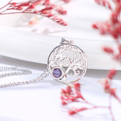 925 Silver Personalized Photo Projection Necklace - Elegant Classic Tree of Life Pendant for Her