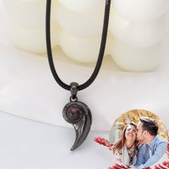 925 Silver Custom Photo Necklace - Black White Magnetic Heart Pendant, Personalized Gift for Couples or BFF