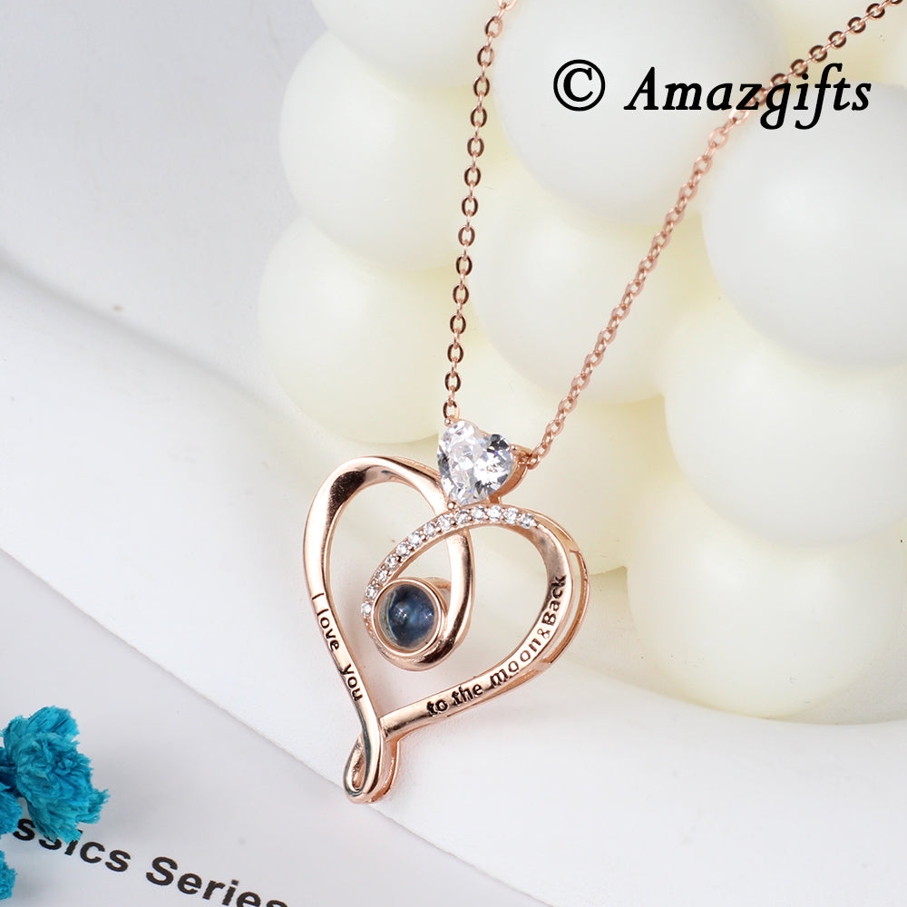 925 silver custom photo necklace with picture inside - A chic style Mobius heart necklace with photo, a gift for ladies.