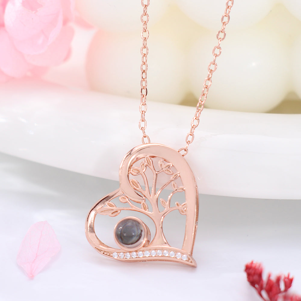 925 silver Personalized heart necklace with picture - Tree of Life Heart pendant,A gift for ladies