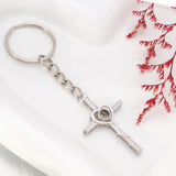 Personalized Photo Projection Keychain - Silver Heart Cross Pendant with Picture Text Inside for Memory Gifts