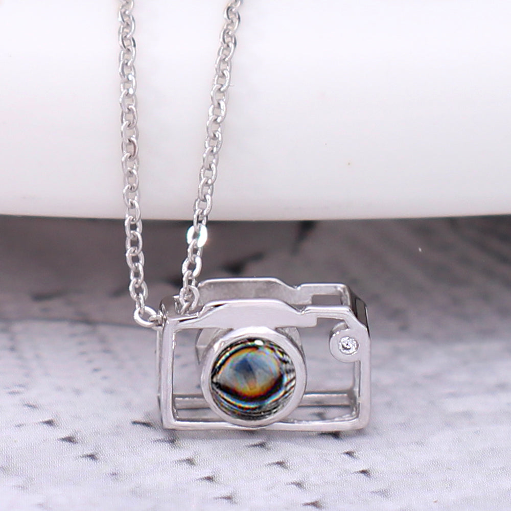 925 Silver Photo Projection Necklace - Custom Camera Pendant with Picture Memory Gifts for Women