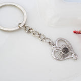 Custom Photo Projection Keychain - Silver Butterfly heart Pendant with Picture Text Inside for Memory Gifts