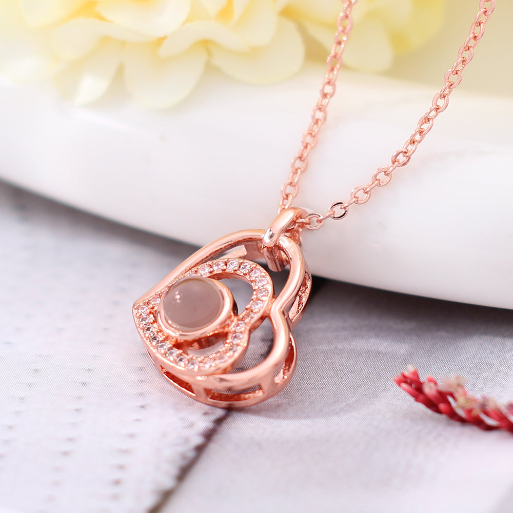 Personalized custom necklace with a picture - a pendant in the shape of a heart within a heart for a gift to ladies