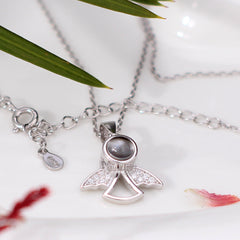 925 Silver Personalized Photo Projection Necklace - Elegant Classic Little Angel Pendant