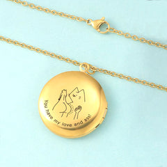 Simple Round Photo Locket Necklace - Custom 2 Photos & Engraving, Polished Finish,Unisex Memory Gift