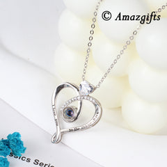 925 silver custom photo necklace with picture inside - A chic style Mobius heart necklace with photo, a gift for ladies.