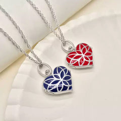 925 Silver Color Resin Lotus Heart Locket Necklace – Custom 2 Photos & Text, Optional Chain Style & Length, Personalized Gift for Women