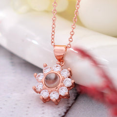 Sterling silver Personalized custom photo necklace - Pendant of zircon sunflower, a gift for her