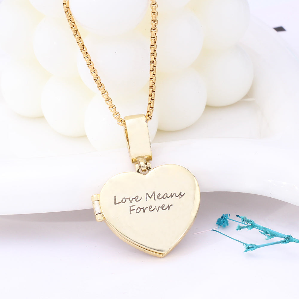 Personalized Heart Locker Necklace with Picture and Zircon - Heart Pendant with Photo, A Gift for Her