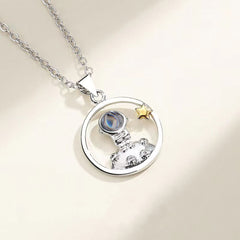 Custom Silver Couple Necklaces with Photo & Word Inside - Little Prince Space Necklace, Personalized Gift for Lover or BFF