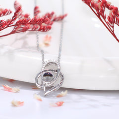 925 Silver Custom Heart Necklace with Picture - Interwoven Heart Pendant with 'I Love You to the Moon and Back' Engraving