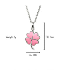 925 Sterling Silver Pink Enamel Four-Leaf Clover Photo Locket Necklace - Holds 2 Photos & Text,Elegant Gift for Her