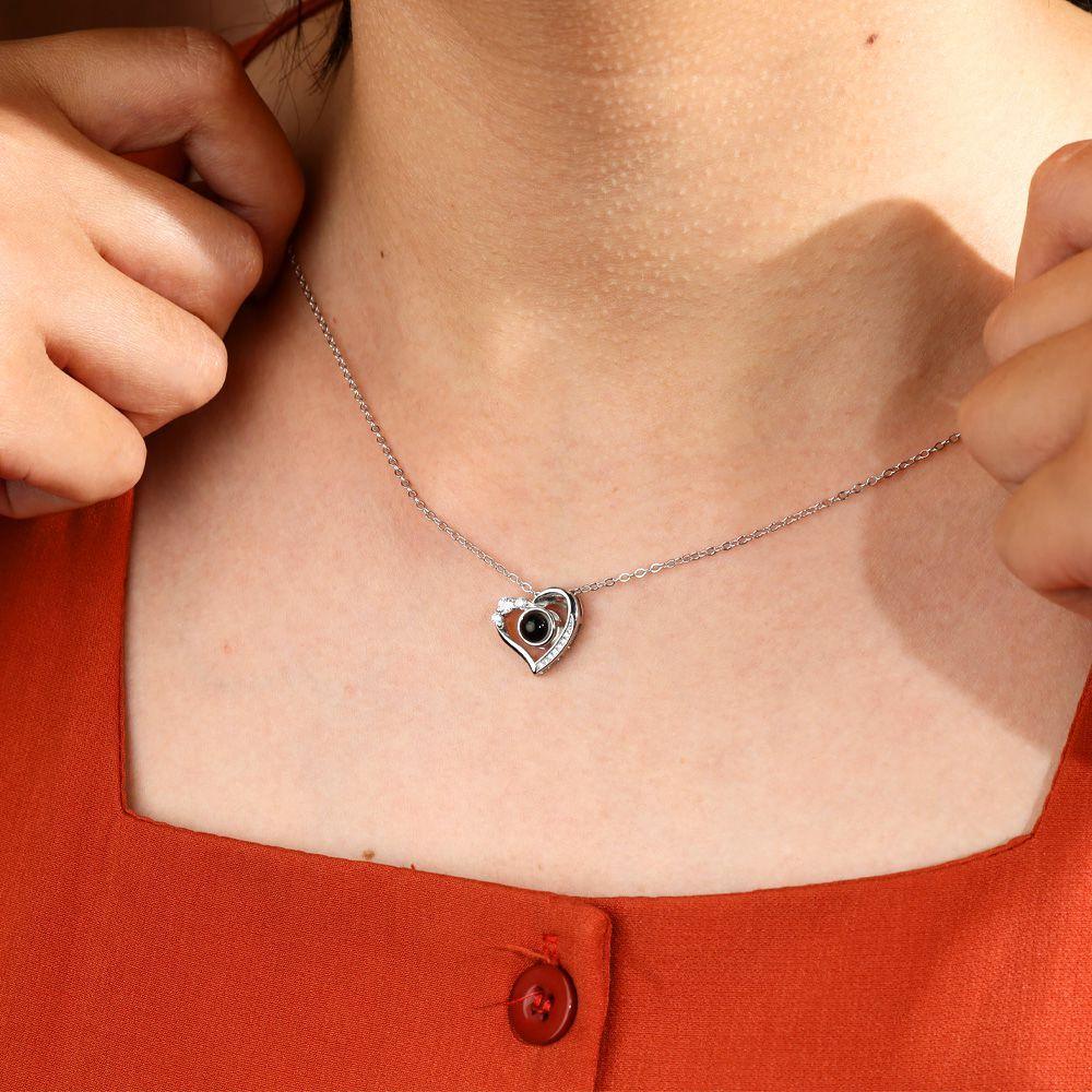 Custom heart necklace with picture - A 925 Sterling silver chic style heart pendant. A gift for ladies.