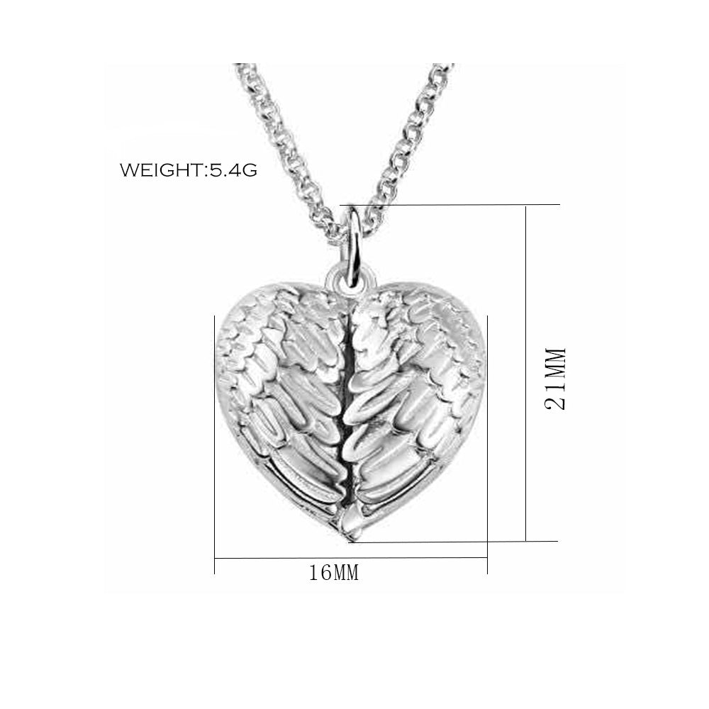 925 Silver Personalized Locket Necklace with Photo - Openable Angel Wing Pendant, Custom Picture Inside, Perfect Christmas Gift for Girlfriend, Wife, or Mother