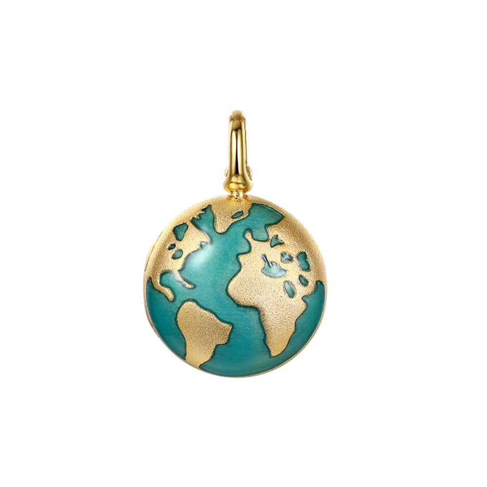 Custom 925 Silver World Map Locket Necklace with Photo & Text, Blue Gold Earth Pendant, Travel Memory Gift for Women Men – "My Whole World"