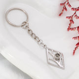 Personalized Photo Projection Keychain - Silver Tree Rhombus Pendant with Picture Text Inside Memory Gifts for men