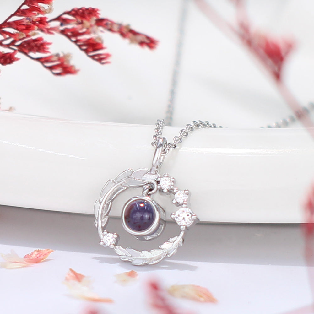 Elegant Silver Feather Circle Pendant - Custom Picture Necklace for Timeless Charm,gift for ladies