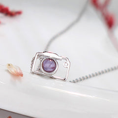 925 Silver Photo Projection Necklace - Custom Camera Pendant with Picture Memory Gifts for Women