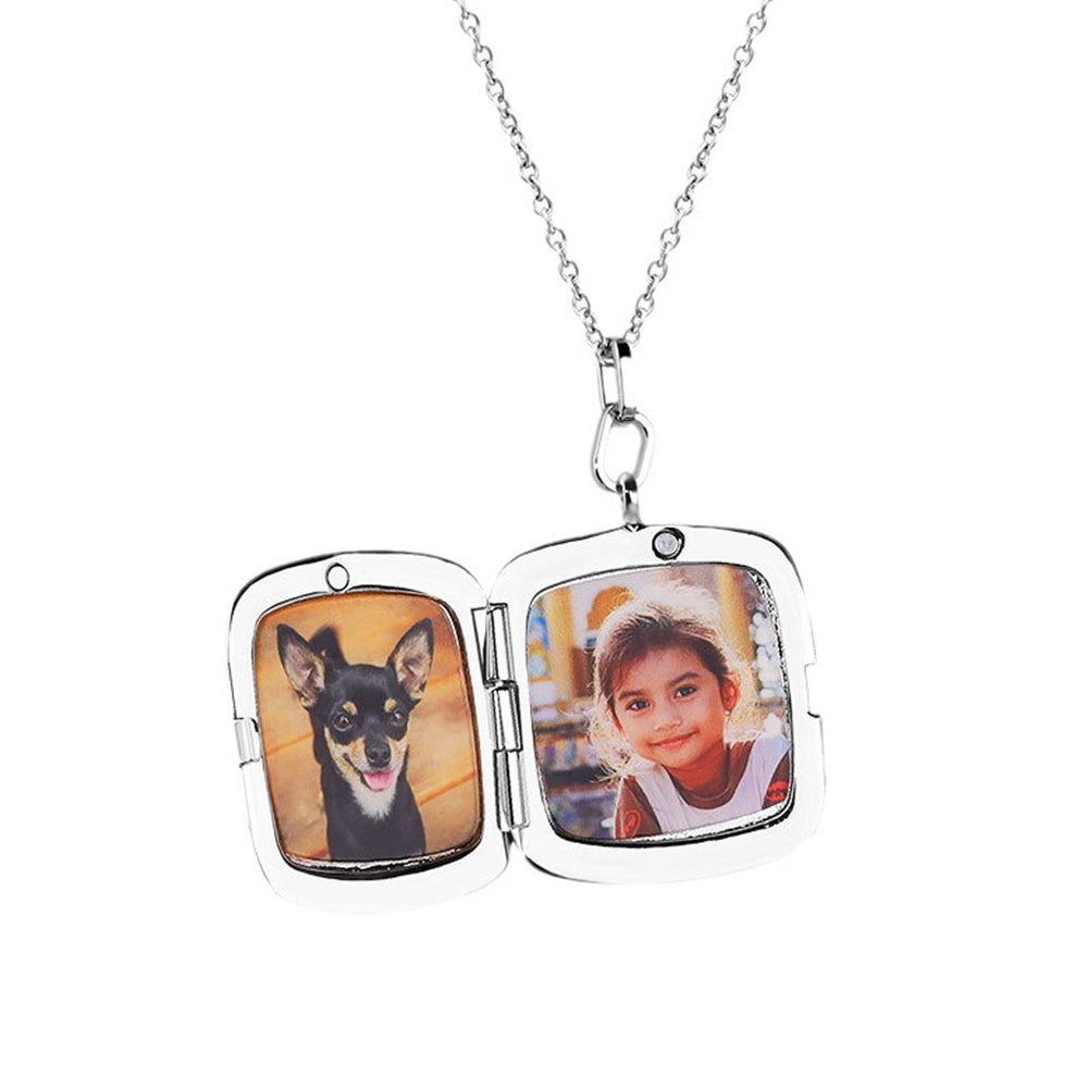 Custom Photo & Text Locket Necklace | Star or Square Pendant,Opens to Store Memories | Personalized Gift for Loved Ones