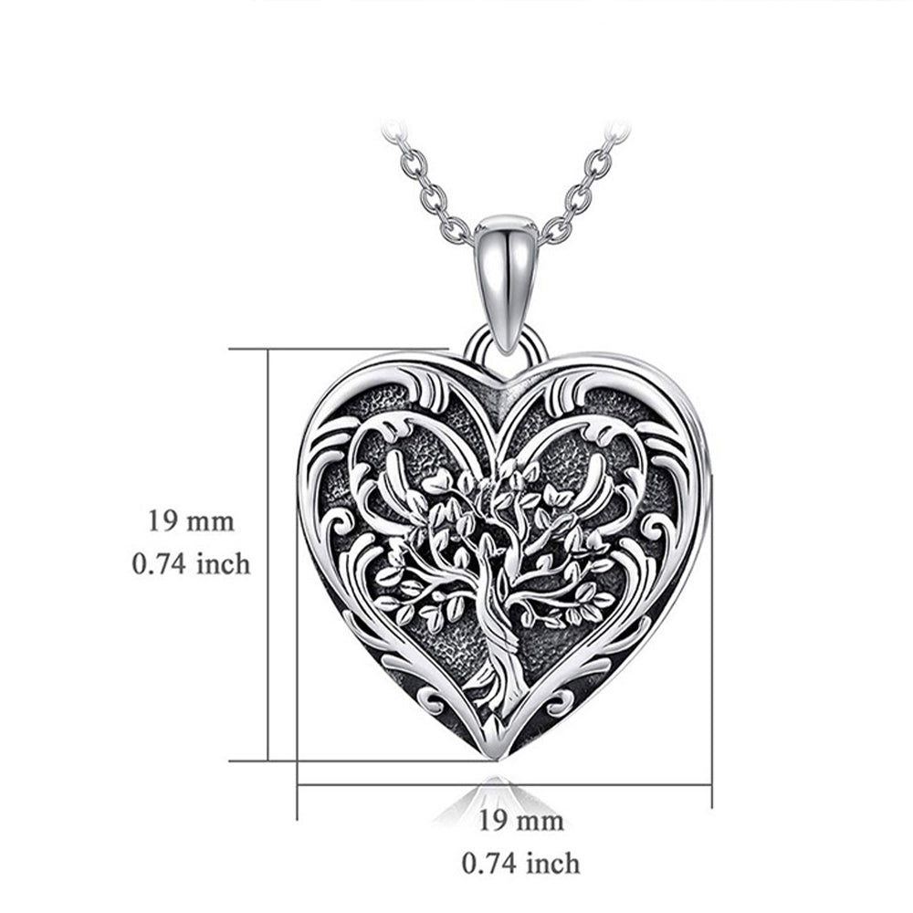 925 Silver Personalized Locket Necklace with Photo - Openable Heart Pendant with Tree of Life Design, Holds Two Photos, Custom Engraving on Back, Perfect Holiday Gift for Girlfriend, Wife, or Mother