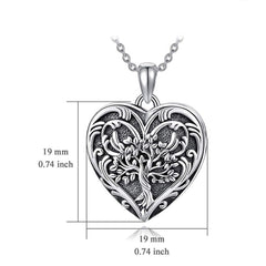 925 Silver Personalized Locket Necklace with Photo - Openable Heart Pendant with Tree of Life Design, Holds Two Photos, Custom Engraving on Back, Perfect Holiday Gift for Girlfriend, Wife, or Mother