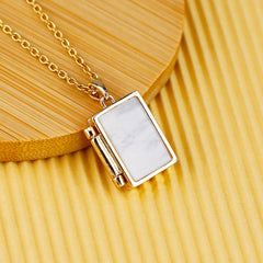 Gold Envelope Photo Locket Necklace,Book-Style Album Pendant, Custom Photo,Valentine's & Christmas Gift for Her