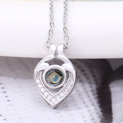 925 Silver Custom Heart Necklace with Photo - Chic Heart in Hand Pendant for Her