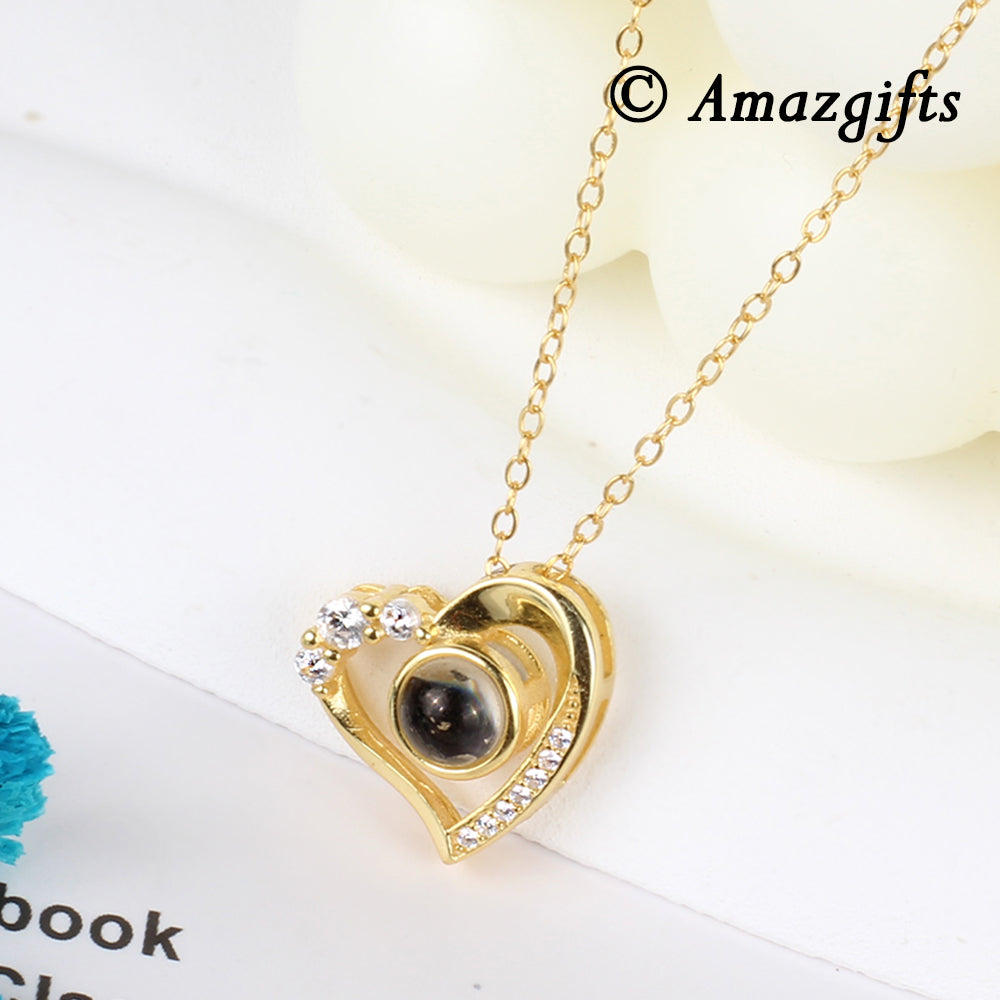 Custom heart necklace with picture - A 925 Sterling silver chic style heart pendant. A gift for ladies.