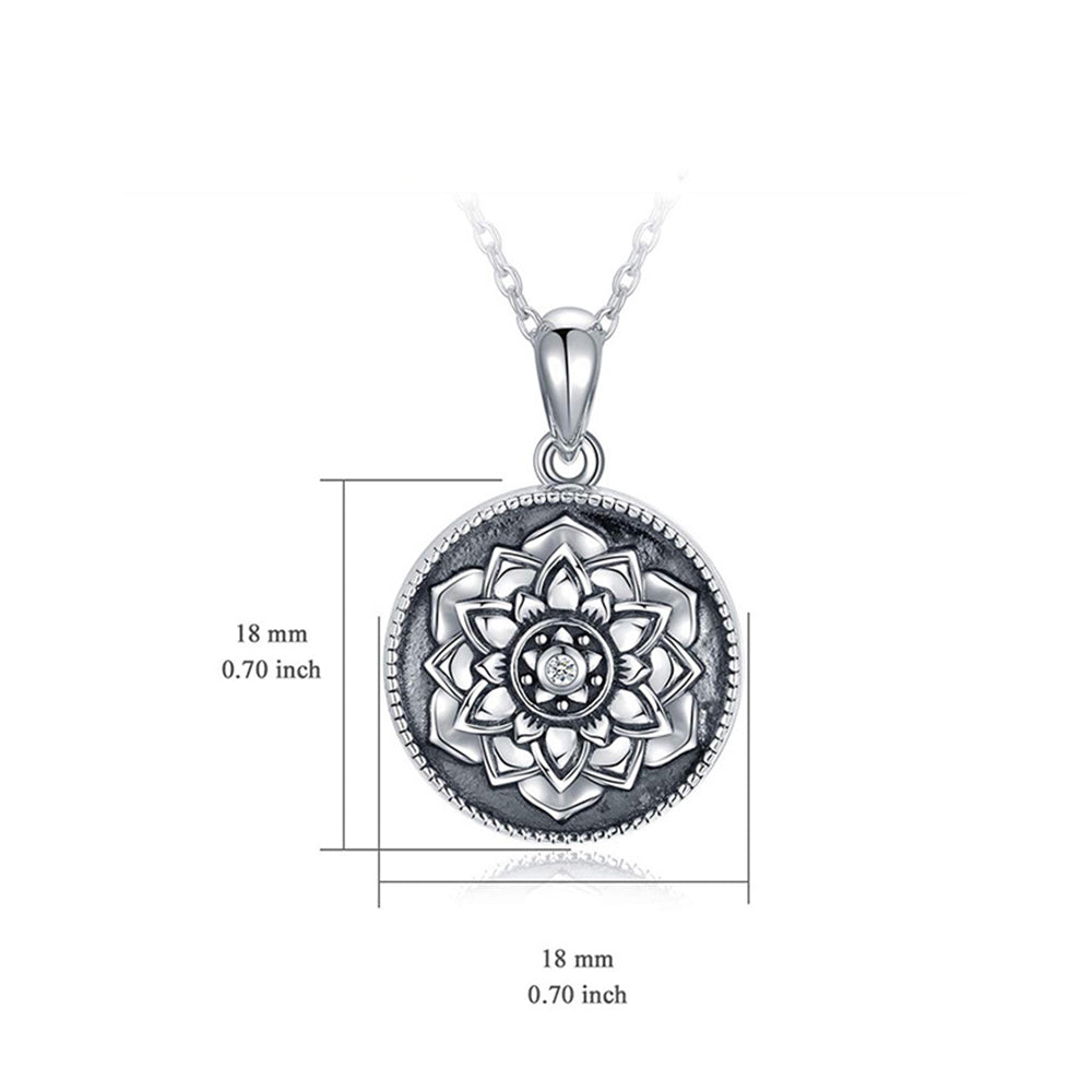 925 Silver Personalized Locket Necklace with Photo - Openable Round Pendant with Daisy Design, Double-Sided Photo Customization, Perfect Christmas Gift for Girlfriend, Wife, or Mother