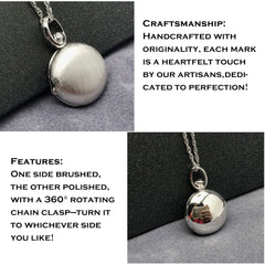 925 Silver Brushed Finish Round Locket Necklace – Custom 2 Photos & Text, Choose Chain Style and Length, Personalized Gift for Women Men