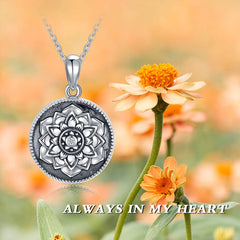 925 Silver Personalized Locket Necklace with Photo - Openable Round Pendant with Daisy Design, Double-Sided Photo Customization, Perfect Christmas Gift for Girlfriend, Wife, or Mother