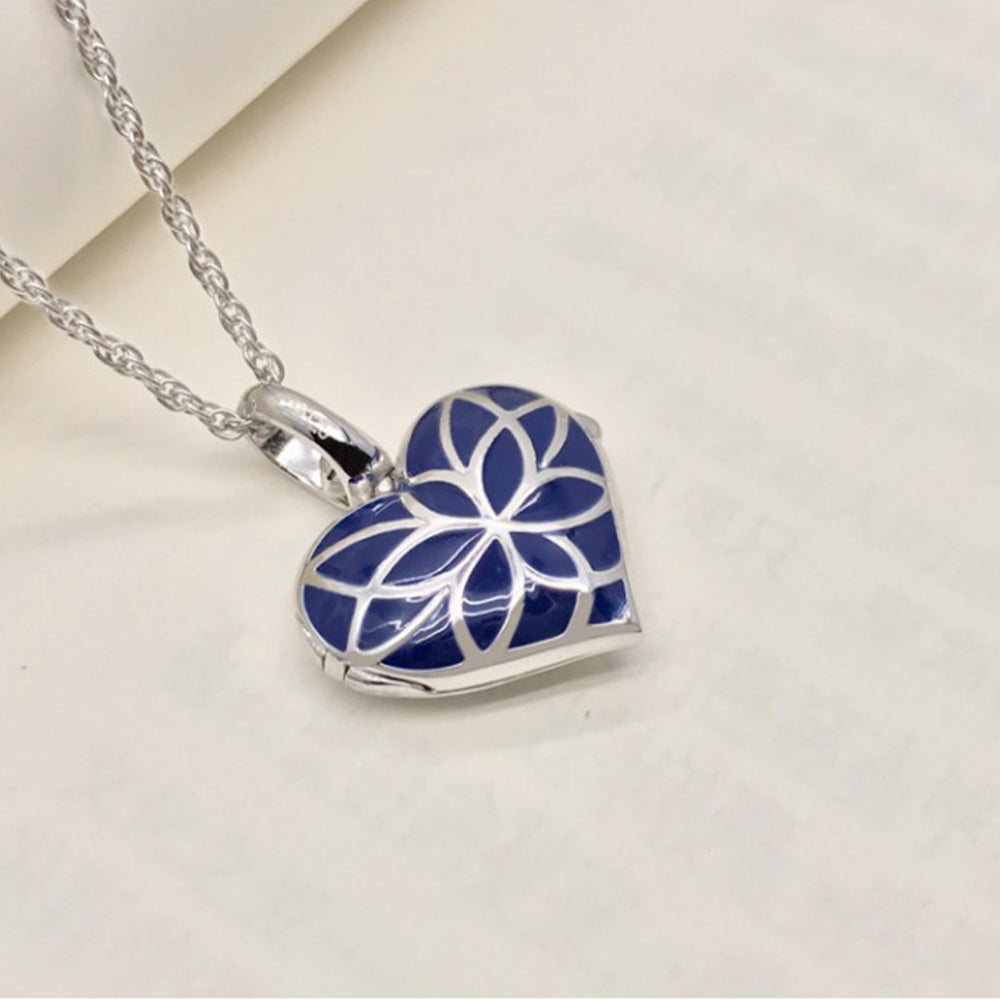 925 Silver Color Resin Lotus Heart Locket Necklace – Custom 2 Photos & Text, Optional Chain Style & Length, Personalized Gift for Women