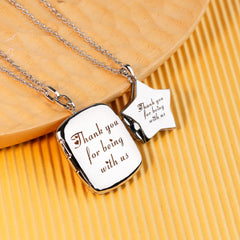 Custom Photo & Text Locket Necklace | Star or Square Pendant,Opens to Store Memories | Personalized Gift for Loved Ones